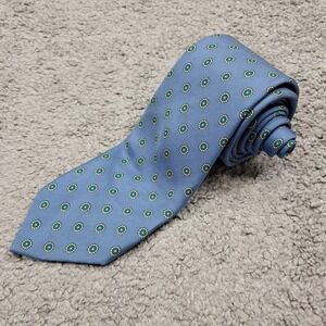 Resilio Mens Silk Tie Blue Floral Medallion Geometric Pattern Made in USA